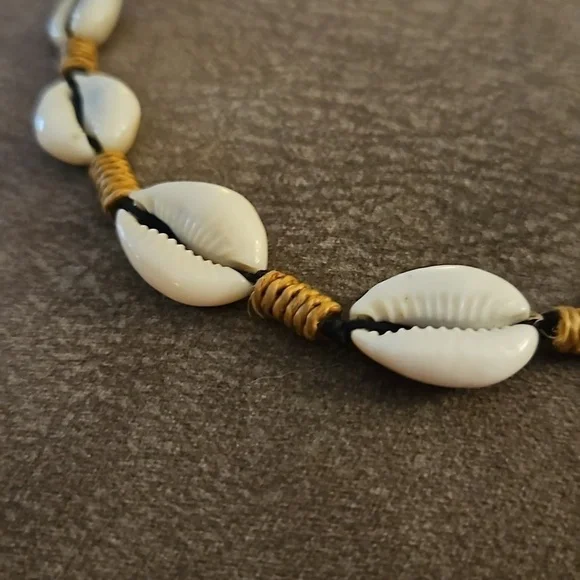 VTG Macrame Cowrie Shell Men's Surfer Festival Choker Necklace - Picture 3 of 6